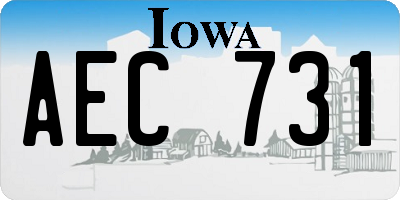 IA license plate AEC731