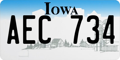 IA license plate AEC734