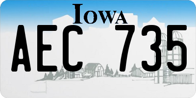IA license plate AEC735
