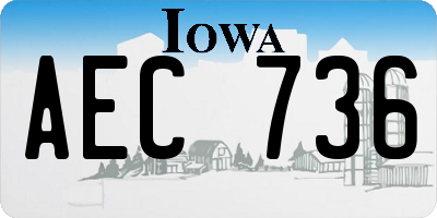IA license plate AEC736