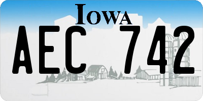 IA license plate AEC742