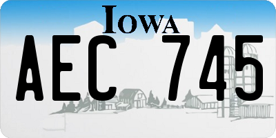 IA license plate AEC745