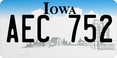 IA license plate AEC752