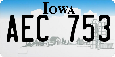 IA license plate AEC753