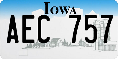 IA license plate AEC757