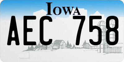 IA license plate AEC758