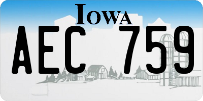 IA license plate AEC759