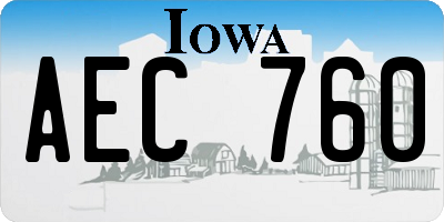IA license plate AEC760