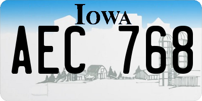 IA license plate AEC768