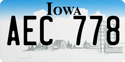 IA license plate AEC778