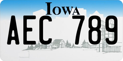 IA license plate AEC789