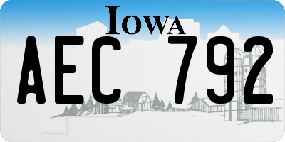 IA license plate AEC792
