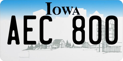 IA license plate AEC800