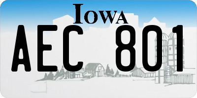 IA license plate AEC801