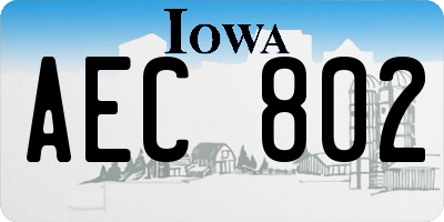 IA license plate AEC802