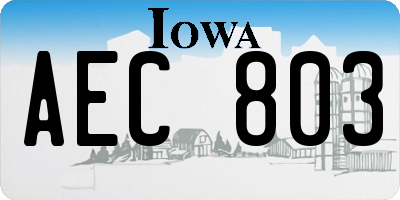 IA license plate AEC803