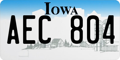 IA license plate AEC804