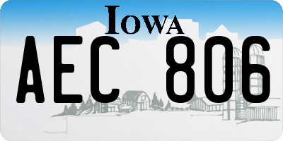 IA license plate AEC806