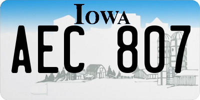 IA license plate AEC807