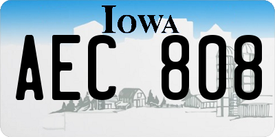 IA license plate AEC808