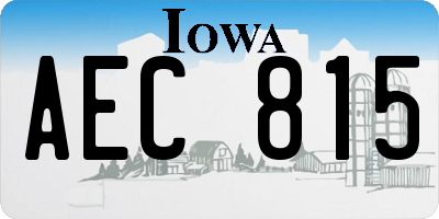 IA license plate AEC815