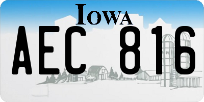 IA license plate AEC816