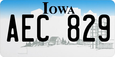 IA license plate AEC829