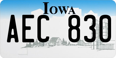 IA license plate AEC830