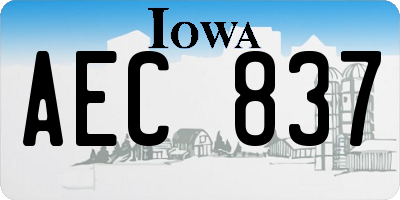 IA license plate AEC837