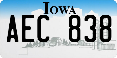 IA license plate AEC838