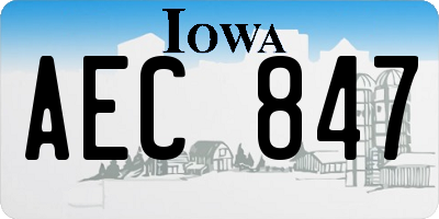IA license plate AEC847