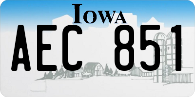 IA license plate AEC851