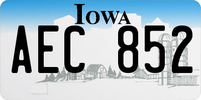 IA license plate AEC852