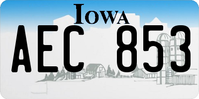 IA license plate AEC853