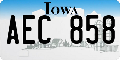 IA license plate AEC858