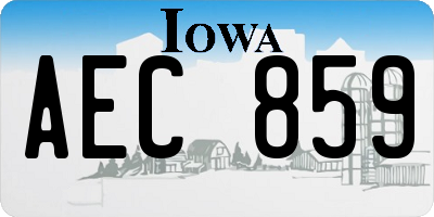 IA license plate AEC859