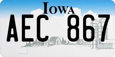 IA license plate AEC867
