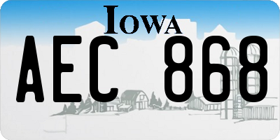 IA license plate AEC868