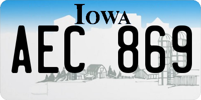 IA license plate AEC869