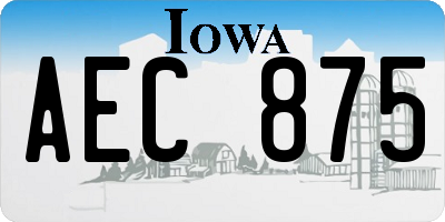 IA license plate AEC875