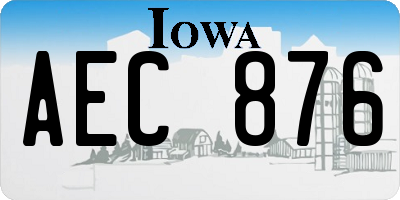 IA license plate AEC876
