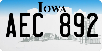 IA license plate AEC892