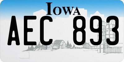 IA license plate AEC893