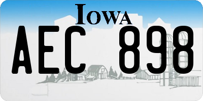 IA license plate AEC898