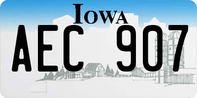 IA license plate AEC907