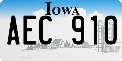 IA license plate AEC910