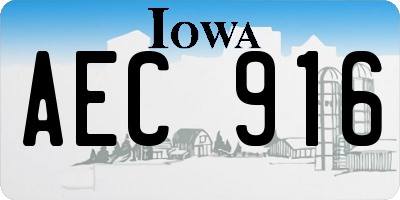 IA license plate AEC916