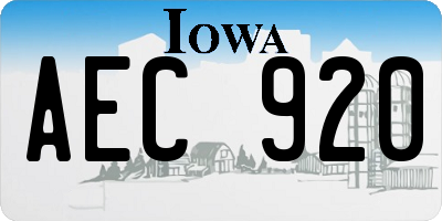 IA license plate AEC920