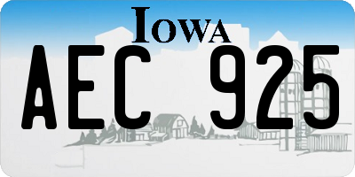 IA license plate AEC925