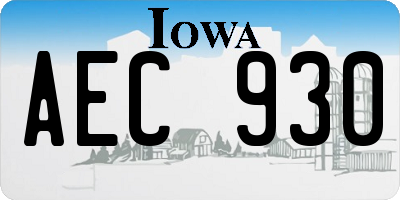 IA license plate AEC930